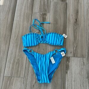 Aerie Vibrant Blue Striped Bikini Bottom